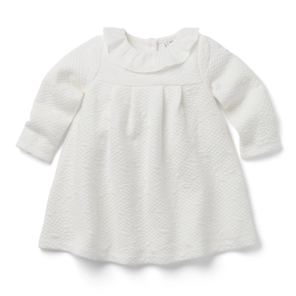 Janie and Jack White Baby Quilted Ruffle Collar Dress NWT